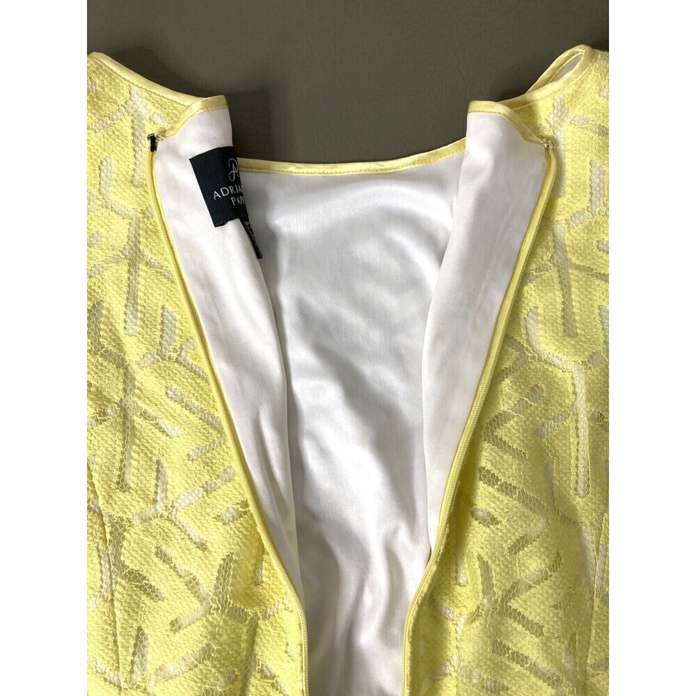 Adrianna Papell Dress Women Size 8 Yellow Lace Fit Flare Pockets Knee Length - Picture 5 of 11